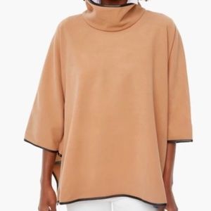 Tuckernuck Camel Leather Trim Funnel Neck Piper Poncho